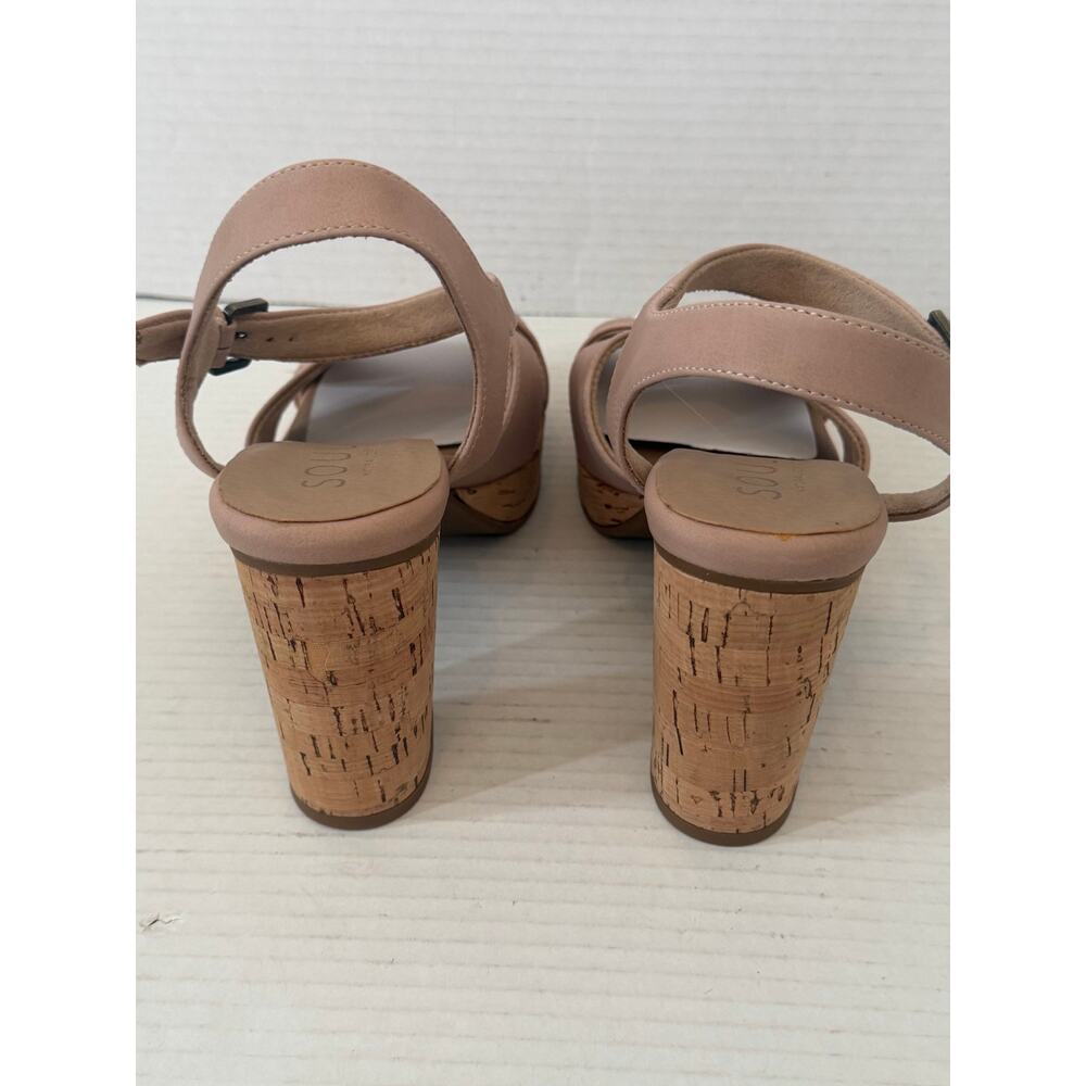 NWOT Soul Naturalizer Beige 4 in Block Cork Heel Platform Sandal Shoe Sz 9.5 - Picture 3 of 7